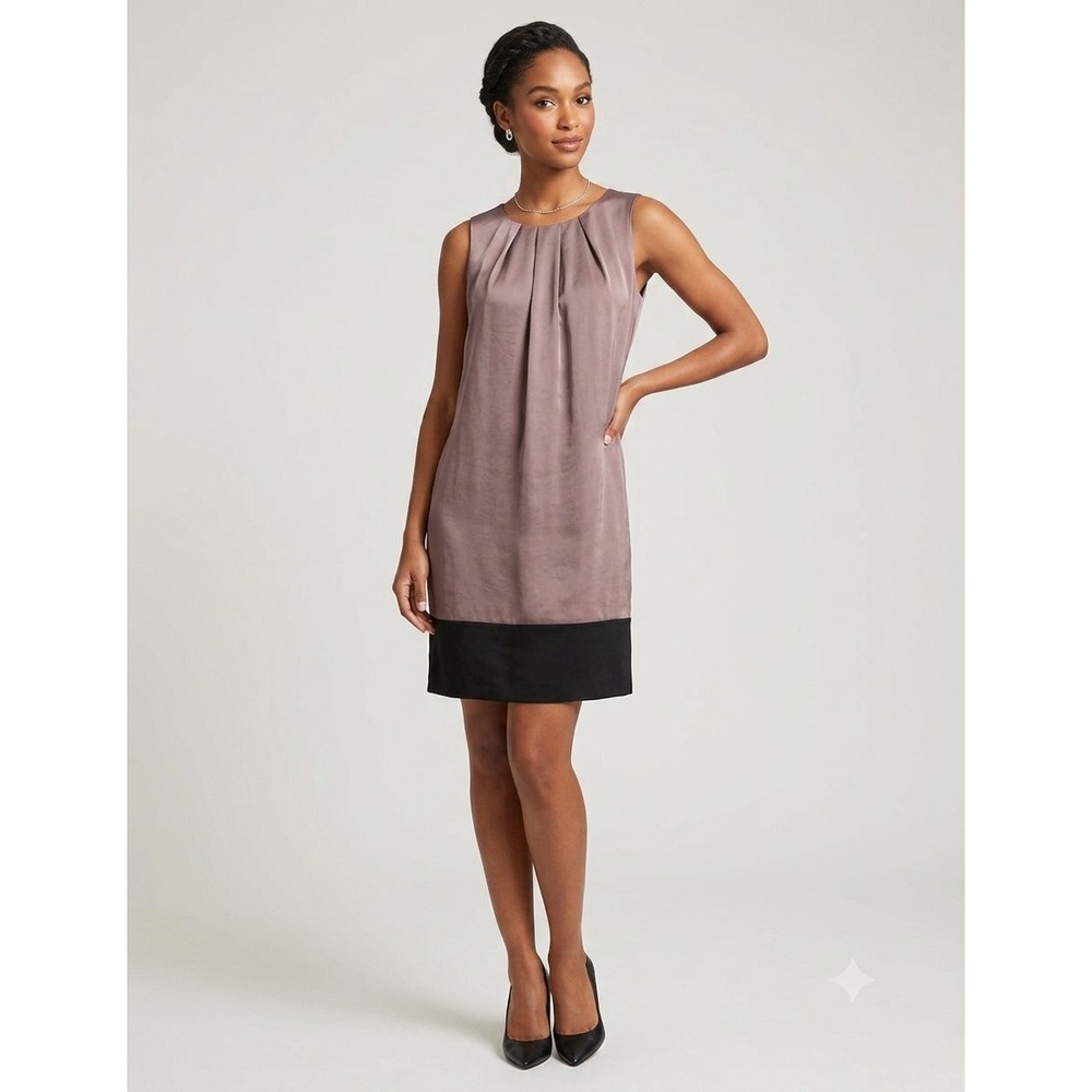 Ann Taylor LOFT Shift Dress Womens 10 Taupe Black NWT